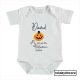 Body o pelele de algodón blanco y manga corta modelo mi primer Halloween, modelo calabaza con el nombre de David personalizado