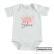 Body blanco de algodón para bebé de manga corta con diseño de corona rosa y personalizado con el nombre de Silvia