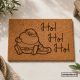 Imagen principal del felpudo de fibra de coco, grabado al láser con un simpático Papá Noel sentado sin gorrito y escrito su famoso Ho Ho Ho.