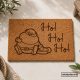 Imagen principal del felpudo de fibra de coco, grabado al láser con un simpático Papá Noel sentado sin gorrito y escrito su famoso Ho Ho Ho.