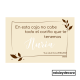 Caja de madera natural con asas y tapadera personalizada con nombre en metacrilato blanco, modelo 