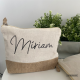 Neceser personalizado de algodón y yute con el nombre de Mirian en color negro