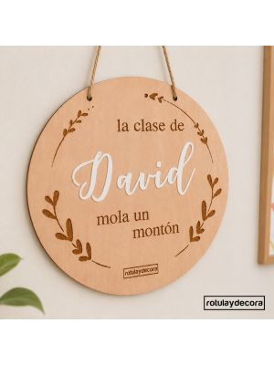 Medalla de madera personalizada para profesor con nombre David, regalo original de fin de curso para profesores